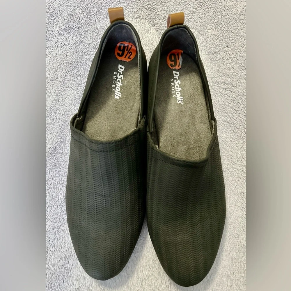 Dr. Scholl's Olive Green Chevron Slip-On Flats - Picture 2 of 8